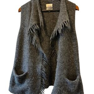Wilfred Free Charcoal Gray Sweater Vest With Fringe Size XS